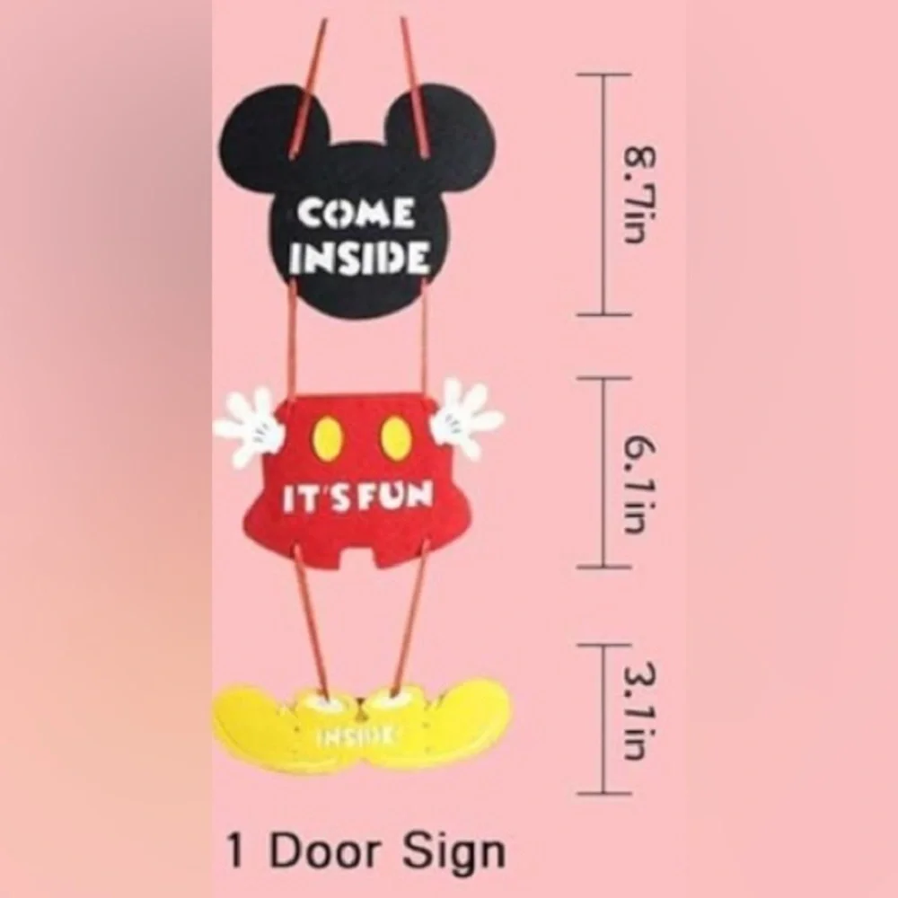 Mickey Mouse One Year Themed Birthday Banner - Red, Yellow, Black